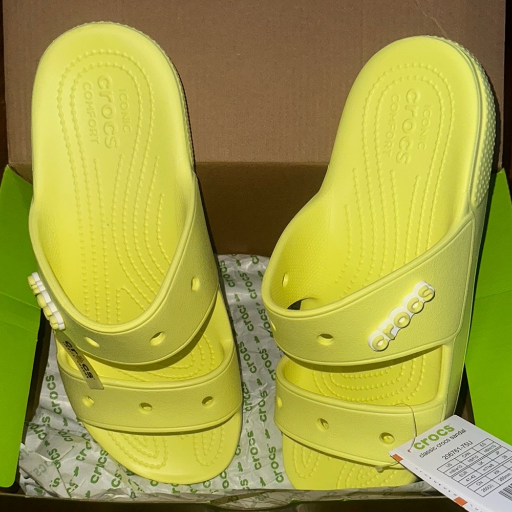 CROCS Yellow Sandals Slip-On Textured Sole